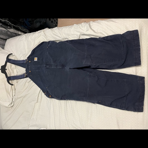 Dark navy blue carhartt overalls. 52x32 size. - Picture 2 of 8